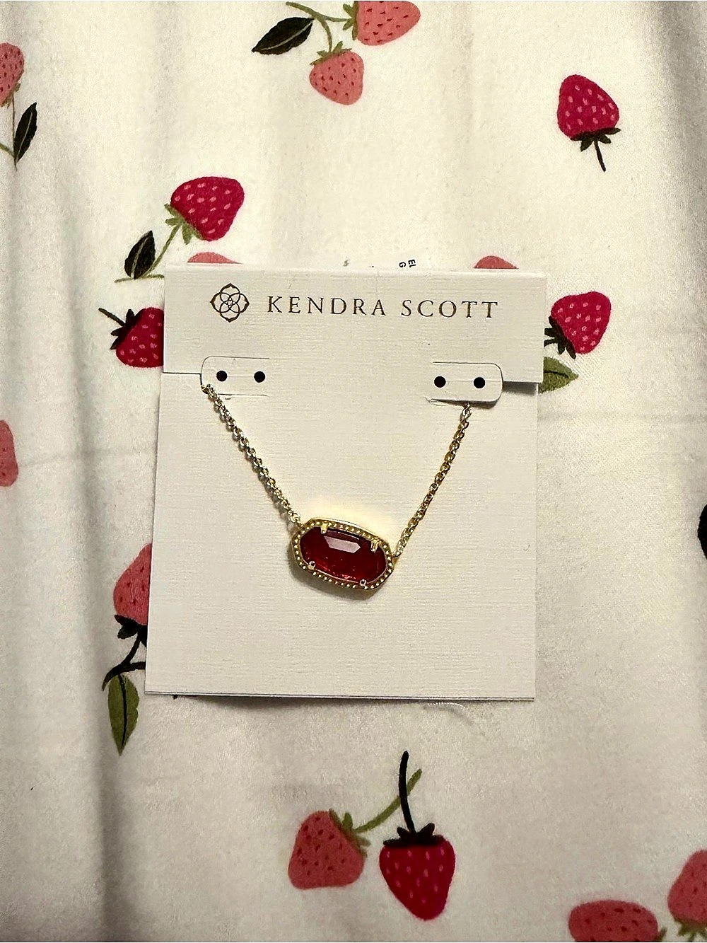 Kendra Scott Elisa Pendant Necklace Red & Gold NWT